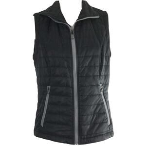 Charles‎ River Quilted Vest Womens Small Primaloft Full Zip Pockets Black Gray